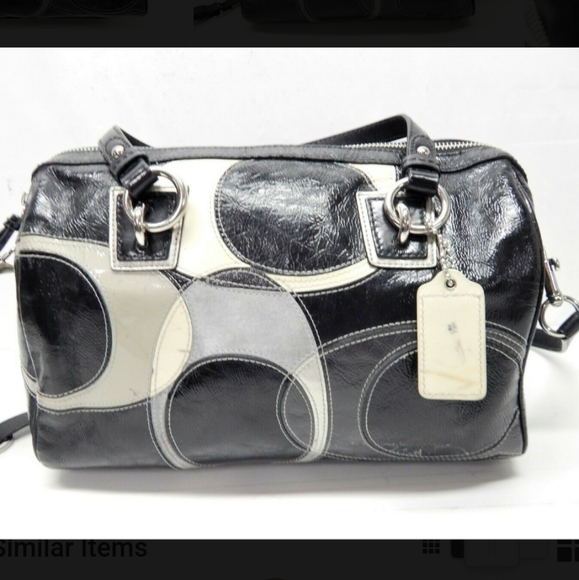 Coach Handbags - Coach Black Pat In-laid C Satchel,  NWT